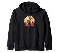 Masque Singe Sagesse Nature Coucher de Soleil Arbre Intelligence Sweat à Capuche