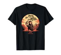 Masque Singe Sagesse Nature Coucher de Soleil Arbre Intelligence T-Shirt