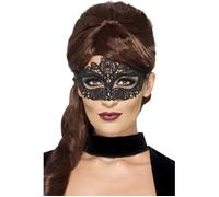 Smiffy's Masque pour les Yeux – Filigrane en Dentelle Brodée – Noir