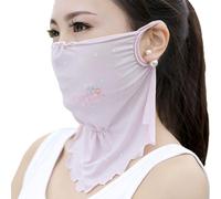 Masque solaire d'été en soie brodée de fleurs avec bord en laine, anti-poussière Dot Purple_ Taille unique