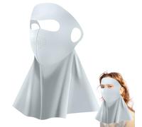 Masque solaire - Masque de protection solaire - Protection respirante et rafraîchissante - Cache-cou pour le jardinage et l'équitation, Gris clair, Refer to description