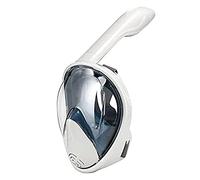 masque sous-marin, Masque de plongée intégral en silicone avec tuba à 180°, type sec, bouche plate, adapté aux adultes et enfants(White,S)