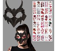 Masque Squelette Halloween,Animal crâne Masque, masque de cosplay de tigre de Masque effrayant de crâne blanc en résine demi-visage, Lumineux Masque Squelette Halloween,pour Halloween, Mardi Gras (D)