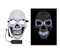 Masque Squelette Lumineux - Adulte - PTIT CLOWN - 15004 - Masque Déguisement LED - 3 Modes d'éclairage - Halloween, Carnaval Taille unique