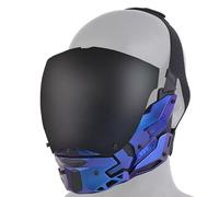 Masque Tactique Airsoft Cyberpunk, Détachable pour Hommes et Femmes, Idéal pour Halloween Cosplay et Fêtes(Blue)