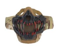 Masque Tactique Demi-Visage avec Dents effrayantes, crâne en Maille d'acier for Airsoft Halloween Cosplay