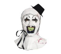 Masque Terrifier, Masque Halloween, Masque Art Le Clown, Mask Joker Clown Tueur Avec Mini Chapeau Haut Forme, Accessoire Terrifier Costume, Accessoires Effrayants pour Cosplay pour Adultes (Blanc)