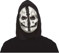 Masque Tête de Mort Capuche Horreur Halloween Ténèbres Fête des Fantômes Visage effrayant Mardi Gras Déguisement Nuit funeste, Couleur : Blanc