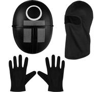 Masque The Game + Cagoule + Gants Noirs + 1x Carte De Jeu Pour Halloween,Mardi Gras & Carnaval Comme Costume Pour Hommes & Femmes.[J55]
