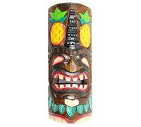 Masque Tiki 30cm en Bois Motif Ananas. Déco Murale Tiki Bar.