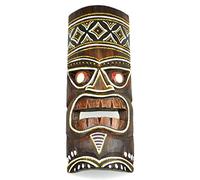 Masque Tiki 30cm en bois motif coloré. Déco Polynésie