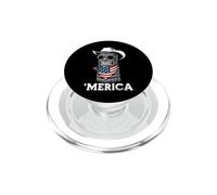 Masque Tiki Drapeau Américain Bandana Cool Lunettes de Soleil Chapeau Cowboy PopSockets PopGrip pour MagSafe