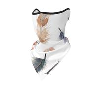 Masque/Tour de Cou/Couvre-Visage d'hiver décoratif Vintage à Motif de Plumes Aquarelle dessiné à la Main, Style Motard.