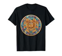 Masque Tribal Maya Aztec Sun Stone Calendar T-Shirt