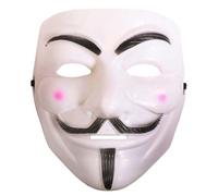 Masque Vendetta d'Halloween - Lot de 1 - Masque effrayant en plastique blanc Guy Fawkes - Adulte effrayant effrayant Halloween TV Movie Trick or Treat Accessoire de déguisement