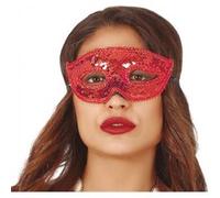 masque venise sequins rouge brillant femme - guirca 12953 Rouge G