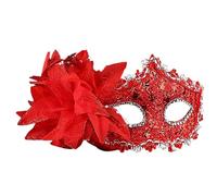 Masque Venitien Deguisement Femme Dames mascarade dames pâques fleur demi visage oeil Cosplay dentelle Masques Paillettes (Red, A)