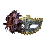 Masque Venitien Deguisement Femme Dames mascarade dames pâques fleur demi visage oeil Cosplay dentelle Masques Paillettes (Coffee, A)