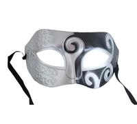 Masque vénitien élégant argent et noir avec ruban ajustable design classique costume bal masque homme femme accessoires fête déguisement théâtre carnaval Halloween style baroque authentique