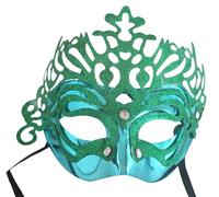 Masque vénitien pour costume théâtral carnaval Halloween Venise pailleté fête spectacle homme femme accessoires adultes vert d’eau design raffiné original suggestif