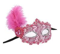 Masque vénitien pour femme - Plumes en dentelle - Costume de carnaval - Paillettes - Accessoire de fête - Élégant - Halloween - Bal masqué