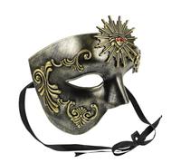 Masque Vénitien Réaliste de Mascarade, Demi-visage Or, Ambiance Halloween | Style Opéra Steampunk Classique, Accessoire ABS Sangle Élastique Réglable, pour Carnaval Homme