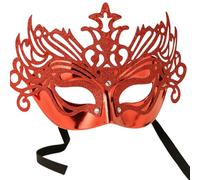 Masque vénitien rouge pailleté théâtre noble costume femme carnaval Halloween déguisement accessoire élégant