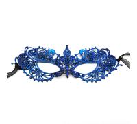 Masque vénitien sexy en dentelle pour bal, carnaval, Halloween, bal de fin d'année, carnaval, fête costumée, cosplay - Accessoire de costume pour femme - Bleu