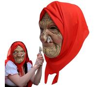 Masque Vieille Sorcière, Masque De Sorcière Réaliste, Masque Facial En Latex Sorcière Avec Capuche, Masque D'Horreur Effrayant D'Halloween, Masque De Vieille Femme, Latex Masque Pour Halloween