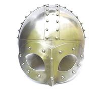 Masque viking médiéval Deluxe avec doublure et mentonnière pour reproduction de l'homme Argenté