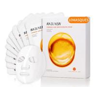 Masque visage Anti-Âge 10 Masques en Tissu à l’Acide Hyaluronique | Face mask avec vitamine E & peptides, hydratation intense, soin visage peau lisse & éclatante, routine beauté et voyage