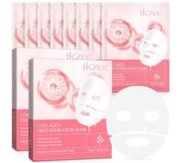 Masque visage au collagène, lot de 8 masques au collagène, masque hydrogel hydratant de nuit, véritables masques visage au collagène à hydratation profonde, amélioration de l'élasticité