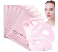 Masque Visage au Collagène Rose, Masques de Nuit Coréens, Hydratant, Raffermissant, Bio Mask Collagen, Amélioration de l'Élasticité, Soin du Visage pour Tous Types de Peau, 5 Pièces