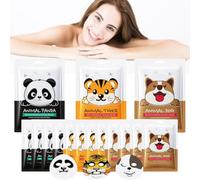 Masque Visage Enfant,12pcs Masque Visage Femme,Masque Tissu Visage,Masque Hydratant Visage,Masque Tissu Visage avec Imprimé Animalier,Masque Visage Femme Avec Imprimé Animalier