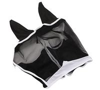 Masque Yeux Cheval en Satin et Maille Respirant, Élastique Haute avec Oreilles, Couleur Noir, pour Cavaliers Équitation Protection, Usage Extérieur et Intérieur, Sport