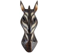 Masque zèbre 30cm en bois, fait main