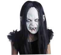 Masque Zombie d'halloween, Masque Effrayant Halloween, Horreur Grimace fantôme Effrayant la Peau d'émulsion Zombie avec Cheveux (Cheveux Noirs), 25 * 21cm pour Les fêtes décor