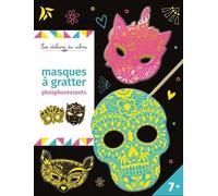 Masques À Gratter Phosphorescents - Avec 5 Masques, Des Élastiques, Et 1 Stylet