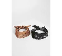 Urban Classics Bandana en satin – Lot de 2 mixte – Noir & Cognac – Taille unique EU