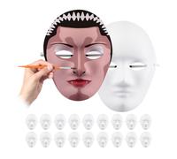 Relaxdays Masques, lot de 40, personnaliser et peindre, carnaval, carton, visage H x L x P 24 x 18,5 x 8 cm, blanc