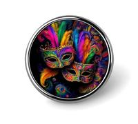 Masques de carnaval colorés - Broche ronde de style psychédélique pour homme et femme - Pour col - Épingle, robe, veste, sac à dos - Accessoires