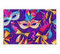 Masques de carnaval colorés violets - Puzzle de 500 pièces pour adultes - Peinture d'animaux à fleurs - Puzzle unique personnalisé - Cadeaux d'éléphant blanc - Cadeaux drôles - 52,8 x 37,9 cm