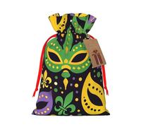 Masques de carnaval réutilisables en toile de jute avec cordon de serrage pour cadeaux de Noël et cadeaux de Noël