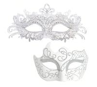 Masques de couple - Masque d'homme romain grec et masque de femme vénitien en métal, convient pour le carnaval et Halloween Modèle Couple-2 pièces,Modèle femme - 1 pièce,Modèle homme-1 pièceFer