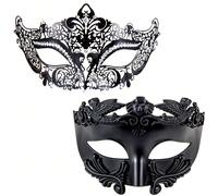 Masques de couple pour le carnaval d'Halloween - Masque d'homme romain grec et masque vénitien métallique pour femme Modèle Couple-2 pièces,Modèle femme - 1 pièce,Modèle homme-1 pièceFer