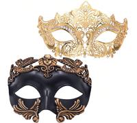 Masques de couple pour mascarade - Masque d'homme romain grec et masque vénitien en métal pour femme pour le carnaval et Halloween Modèle Couple-2 pièces,Modèle femme - 1 pièce,Modèle homme-1 pièceFer