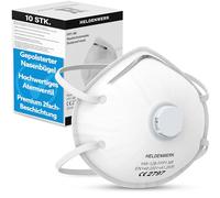 Masques de protection Heldenwerk® - Lot de 5, 10 ou 20 - Masques anti-poussière FFP1 de qualité supérieure - Parfaitement adaptable