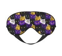 Masques de sommeil double face avec imprimé chat coloré pour femmes et hommes, couvre-yeux occultants pour voyage/sommeil