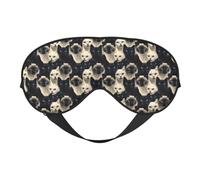 Masques de sommeil double face avec imprimé chat mignon noir et blanc pour homme et femme - Cache-yeux occultants pour voyage/sommeil