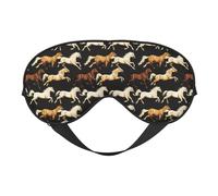 Masques de sommeil double face avec imprimé cheval qui coure - Pour homme et femme - Occultant - Pour voyage/sommeil